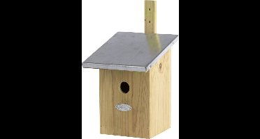 Houten vogelhuisje/nesthuisje 33 cm met zinken dak - Vurenhouten spiegel vogelhuisjes tuindecoraties - Vogelnestje voor kleine tuinvogeltjes