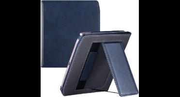 Case2go - E-reader hoes geschikt voor Pocketbook Era - Sleepcover - Auto/Wake functie - Met handstrap - Donker Blauw