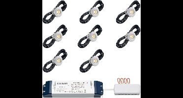 LED veranda inbouwspots Sevilla bas inclusief trafo - 3W / dimbaar / inbouwspot / terrasoverkapping / overkapping / warm wit / rond / 230V / IP44 / set van 8 stuks