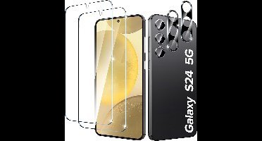 Screenprotector Geschikt voor Samsung S24 Screen Protector en Camera lens protector / Tempered glass Screen protector voor Samsung S24 - Beschermglas - Glasplaatje - 2+2 stuks