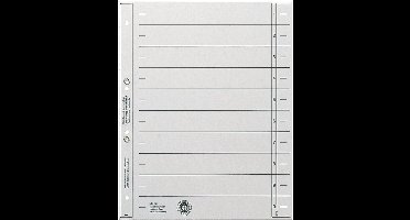 LEITZ scheidingsbladen, A4 overbreed, kraftkarton 200g/m2, grijs