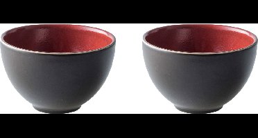 Palmer - Lava - Schaal - Kom - 2 stuks - 30 cl - ø 10 cm - Rood/Bruin - Stoneware - Bordenset