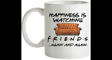 Friends Mok – Keramiek – ‘Happiness is Watching Friends’ – Witte Beker – Cadeau voor Serie Fans