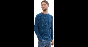 Tom Tailor - Gebreide trui van katoen - Maat XXXL - dark teal melange