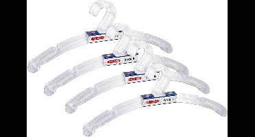 Plasticforte Kledinghangers - 20x - transparant - kunststof - 42 x 18 cm - kledingkast opruimen - vaste haak