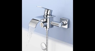 Boraboi® Elegant Waterval Badkraan Met Drukschakelaar En Messing Chroom Afwerking Voor Wandmontage