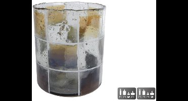 Theelichthouder Blocks glas 11x11x13cm