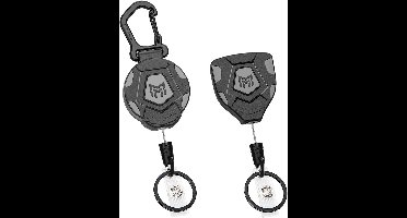 Allecto Premium - Verlengbare metalen sleutelhanger riemclip en karabijnhaak - 80cm staalkabel - ID-kaartsleutelretractor - 2-pack