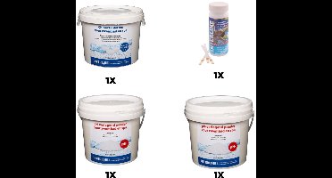 Zwembad Onderhoudsset - Startersset bevat Chloortabletten en poeder - PH-min en PH-plus - Zwembad Onderhoud Starterspakket