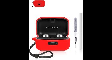 ByShane - Beschermhoes van siliconen voor draadloze oordopjes - Rode hoes met precieze openingen en oplaadcompatibiliteit