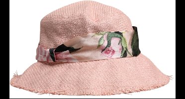 Floral Bucket Hat Frayed Brim Wo - Pink