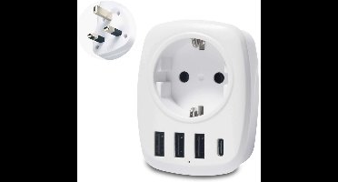 Reisstekker Engeland – Wereldstekker UK – Reisadapter voor Verenigd Koninkrijk – Stopcontact omvormer – Type G adapter – Voor vakantie, zakenreis en backpacken – Geschikt voor laptop, telefoon en opladers – Compact reisformaat – Internationale stekke