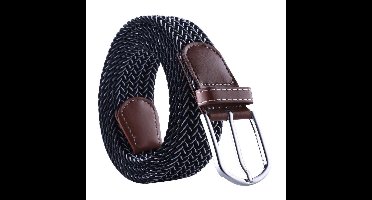 *** Elastische Geweven Riem - Gevlochten Riem - Rekbaar - Zwart/Wit - van Heble® ***