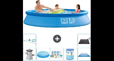 Intex Rond Opblaasbaar Easy Set Zwembad - 305 x 61 cm - Blauw - Inclusief Pomp Solarzeil - Onderhoudspakket - Filter - Grondzeil - Schoonmaakset - Solar Mat