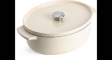 KitchenAid braadpan 30cm - geëmailleerd gietijzer - amandel wit - ovaal
