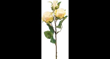 Emerald Kunstbloem Roos tak - 44 cm - creme wit - Kunst zijdebloemen