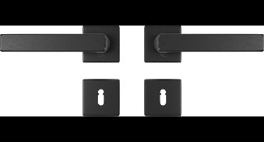 AXA Deurbeslag set Binnendeur - Klik Riga geveerd - Deurkruk Zwart - met sleutelgat - Deurklink met vierkante rozet