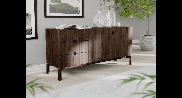 Dressoir Donkerbruin Eikenhout - 160x46x73cm - Arun - Giga Living