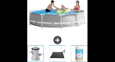 Intex Rond Prism Frame Zwembad - 305 x 76 cm - Grijs - Inclusief Zwembadfilterpomp - Solar Mat - Chloor