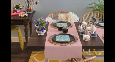 Cosy & Trendy Tafelloper - 2x - papier - licht roze - 480 x 40 cm