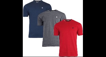 3-Pack Donnay - T-shirt (Vince) - Sportshirt - Heren - Navy/Charcoal-marl/Berry-red (411) - maat XL