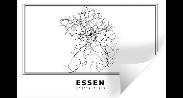 Muurstickers - Sticker Folie - Zwart Wit – Duitsland – Plattegrond – Stadskaart – Kaart – Essen - 30x20 cm - Plakfolie - Muurstickers Kinderkamer - Zelfklevend Behang - Zelfklevend behangpapier - Stickerfolie