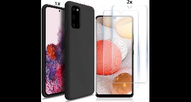 Hoesje Geschikt Voor Samsung Galaxy S20 Hoesje Soft Nano Silicone Backcover Gel Zwart Met 2x Glazen Screenprotector