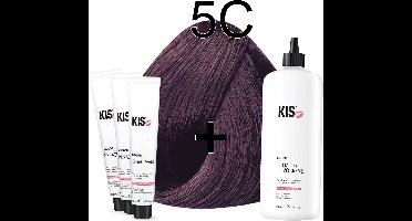 Kis KeraCream Color - 100ml - Haarverf Set - 5C Cassis | KIS - (3 x haarverf & 1L waterstofperoxide)