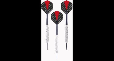 Nickel Silver Dartpijl Set 21 Gram – 3 Stuks – Rood/Zwart Flights, Zwarte Shaft – Semi Professioneel – Inclusief Kunststof Etui – Longfield Darts