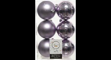 Decoris Kerstballen - 6x st - lila paars - D8 cm - kunststof - mat/glans - kerstversiering