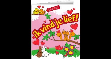 wenskaart ik vind je lief cartoon 14 x 16 cm