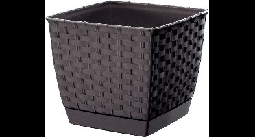 Prosperplast Plantenpot/bloempot - rotan kunststof - 19 x 16 cm cm - bruin
