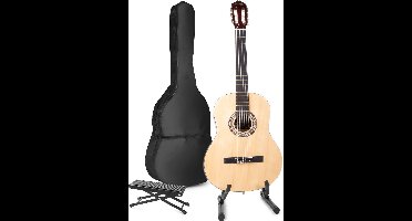 Akoestische gitaar voor beginners - MAX SoloArt klassieke gitaar / Spaanse gitaar 4/4 - Met o.a. 39'' gitaar, gitaar standaard, voetsteun, gitaartas, gitaar stemapparaat en extra accessoires - Hout