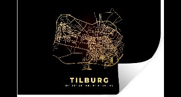 Muurstickers - Sticker Folie - Tilburg - Stadskaart - Kaart - Plattegrond - Nederland - 30x20 cm - Plakfolie - Muurstickers Kinderkamer - Zelfklevend Behang - Zelfklevend behangpapier - Stickerfolie