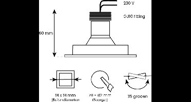 LED inbouwspot Birk -Vierkant Wit -Warm Wit -Niet Dimbaar -2.7W -Philips LED