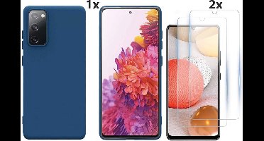 Hoesje Geschikt Voor Samsung Galaxy S20 Hoesje Soft Nano Silicone Backcover Gel Donkerblauw Met 2x Glazen Screenprotector