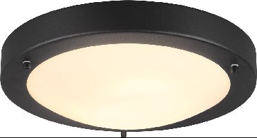LED Plafondlamp - Badkamerlamp - Torna Condi - Opbouw Rond - Spatwaterdicht IP44 - E27 Fitting - Mat Zwart Aluminium - Ø310mm