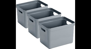 Sunware Opbergbox Sigma - 6x - kunststof - blauw/grijs - 18 liter - Opbergbakken/opbergers - 35 x 25 x 25 cm