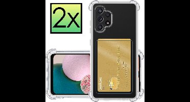 Hoesje - 2 Stuks - Geschikt voor Samsung Galaxy A32 4G - Met Pashouder en Kaarthouder - Telefoon Hoes Shockproof - Siliconen Case - Back Cover - Shock Proof - Pasjes Houder - Transparant