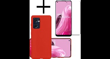 Hoesje - Met Screenprotector - Geschikt voor OPPO Find X5 Lite - Sterk & Shockproof - Back Cover - Siliconen Case - Telefoon Hoes - Rood