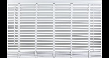 Houten Jaloezie Wit - 220x210 cm (BxH) - Raamdecoratie - Lamelbreedte 50 mm - inc. Bedieningskoord en Draaistang - Eenvoudig op maat maken en monteren