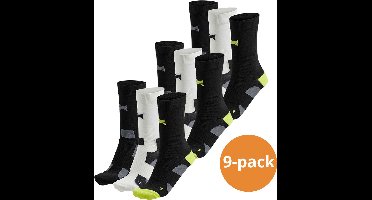 Xtreme Sockswear Fietssokken Crew - 9 paar Zwarte fiets sokken - Hoog model - Maat 39/42