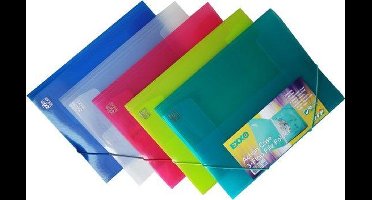 EXXO-HFP #51246 - A4 Elastomap met 3 Kleppen - Transparant Polyprop - Robijn Rood - 20 stuks