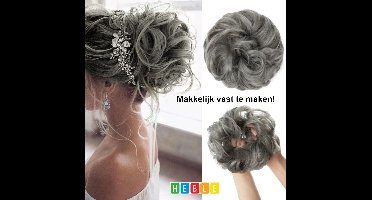 Curly Haar Wrap Extension Grijs -Haarstukje - hair extensions clip in - hair clip in extensions - hair extensions clip in Gray - van Heble®