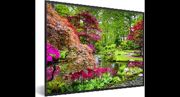 PosterMonkey - Poster - Fotolijst - Bomen - Bloemen - Japans - Natuur - Water - Poster in lijst - 80x60 cm - Poster Japan - Posterlijst - Muurdecoratie