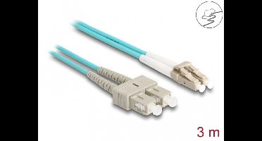 Delock Fiber Optical Cable with metal armouring LC Duplex to SC Duplex Multi-mode OM3 3 m