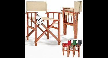 Casaria Regisseursstoel – FSC Eucalyptushout – met Armleuningen – Creme