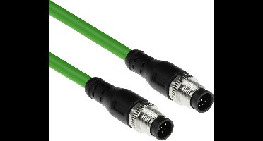 ACT Industrial 5,00 meter Sensor kabel M12A 8-polig male naar M12A 8 pins male, Ultraflex TPE kabel, afgeschermd