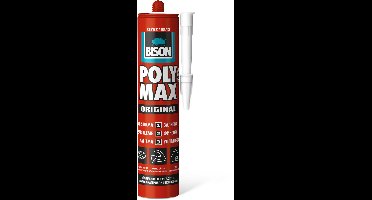 BISON Poly Max Original Wit 465 g - Universele Montagekit en Afdichtingskit - MS Polymeer Lijmkit - Waterdicht - UV-Bestendig - Binnen en Buiten - Cartridge [B23440]