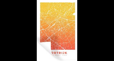 Muurstickers - Sticker Folie - Stadskaart - België - Kortrijk - Geel - 20x30 cm - Plakfolie - Muurstickers Kinderkamer - Zelfklevend Behang - Plattegrond - Zelfklevend behangpapier - Stickerfolie